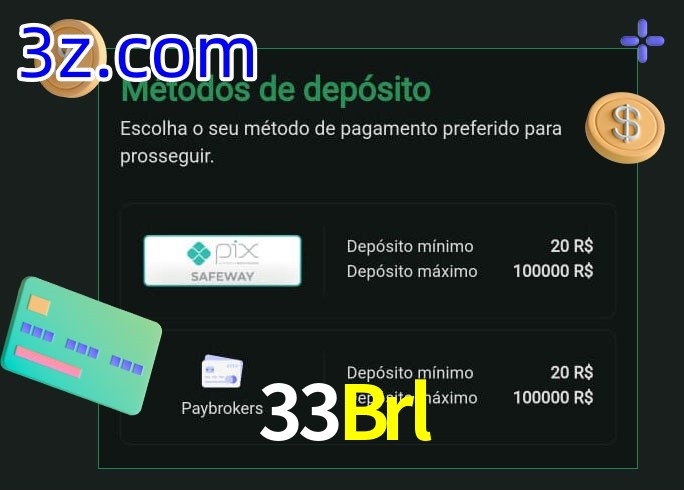 O cassino 33Brl oferece uma grande variedade de métodos de pagamento
